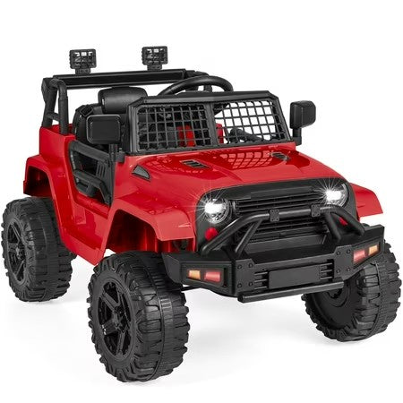 Best Choice Products 12V Kids Ride On Truck Car w/ Parent Remote Control, Spring Suspension, LED Lights - Red - H2 - 1666