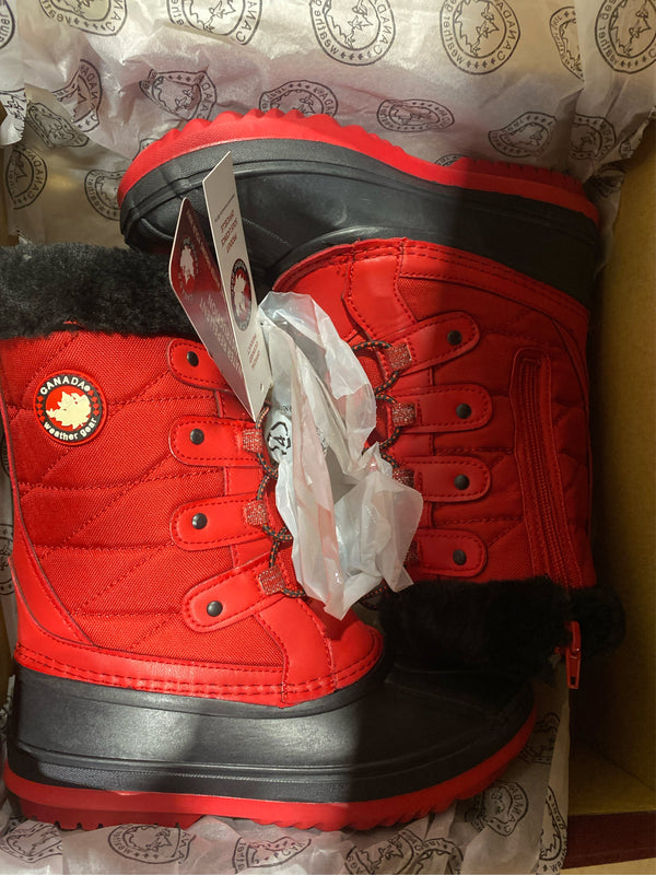 Red & Black Ally Duck Boots - Girls Size 4M - C12 - 623