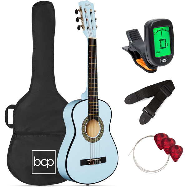 Best Choice Products 30in Kids Acoustic Guitar Beginner Starter Kit with Tuner, Strap, Case, Strings - Light Blue - K7 - 1561