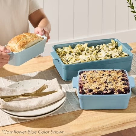 Best Choice Products 3-Piece Ceramic Bakeware Set, Stoneware Baking Dishes, Casserole Serving Set - Vanilla Buttercream -F6-1674