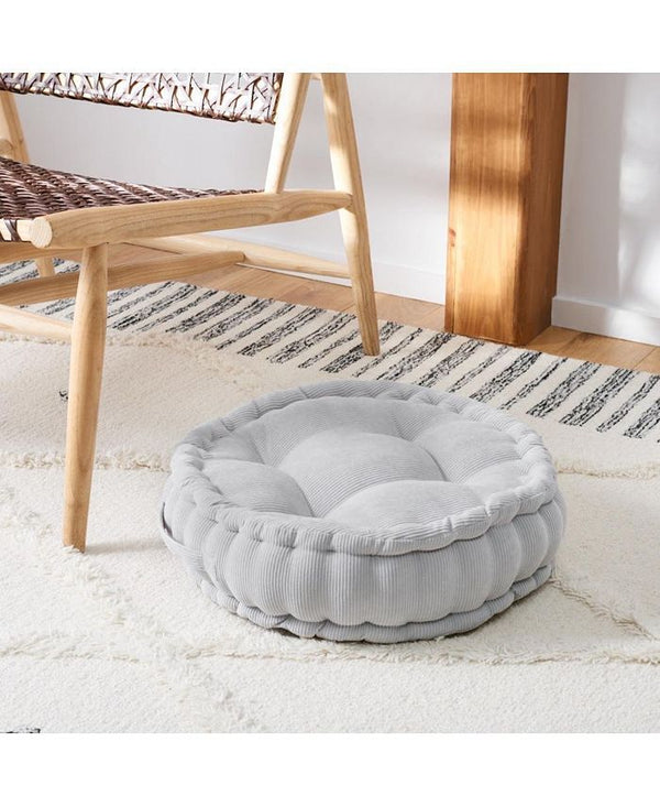 Safavieh Alaris Round 18" x 18" Floor Pillow - Silver - 18" x 18" Decorative Pillow -E5-1840