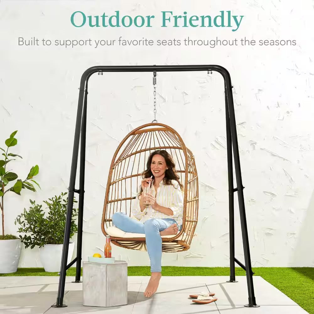 6 ft. Stainless Steel Hammock Stand in Black for Hanging Chair -D2-0424