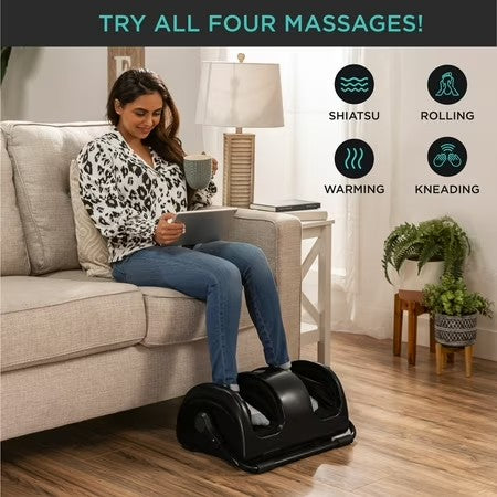 Best Choice Products Foot Massager Machine, Therapeutic Reflexology Massager w/ High-Intensity Rollers - Satin Black - G11 - 1078