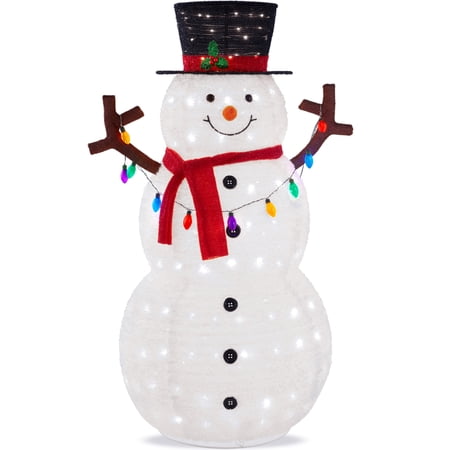Best Choice Products 3ft Lighted Pop-Up Snowman, Outdoor Christmas Holiday Decoration w/ 100 LED Lights, Hat , Scarf - C5 1409