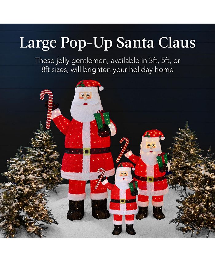 Best Choice Products Lighted Pop-Up Santa Claus, Outdoor Christmas Holiday Decoration w/ LED Lights, Hat, Gift - Red - H4 - 1019