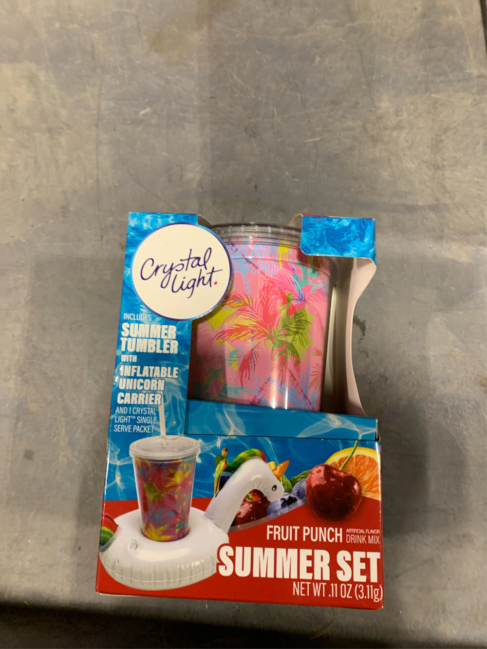 Crystal Light Summer Tumbler Drink Set with Inflatable Carrier NO STRAW -B10-1245