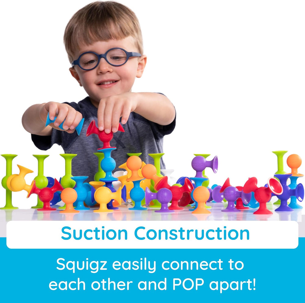 Fat Brain Toys Squigz Starter Set, 24 Piece Suction Bath Toys, Sensory Toys for Kids 3 and Up 1460