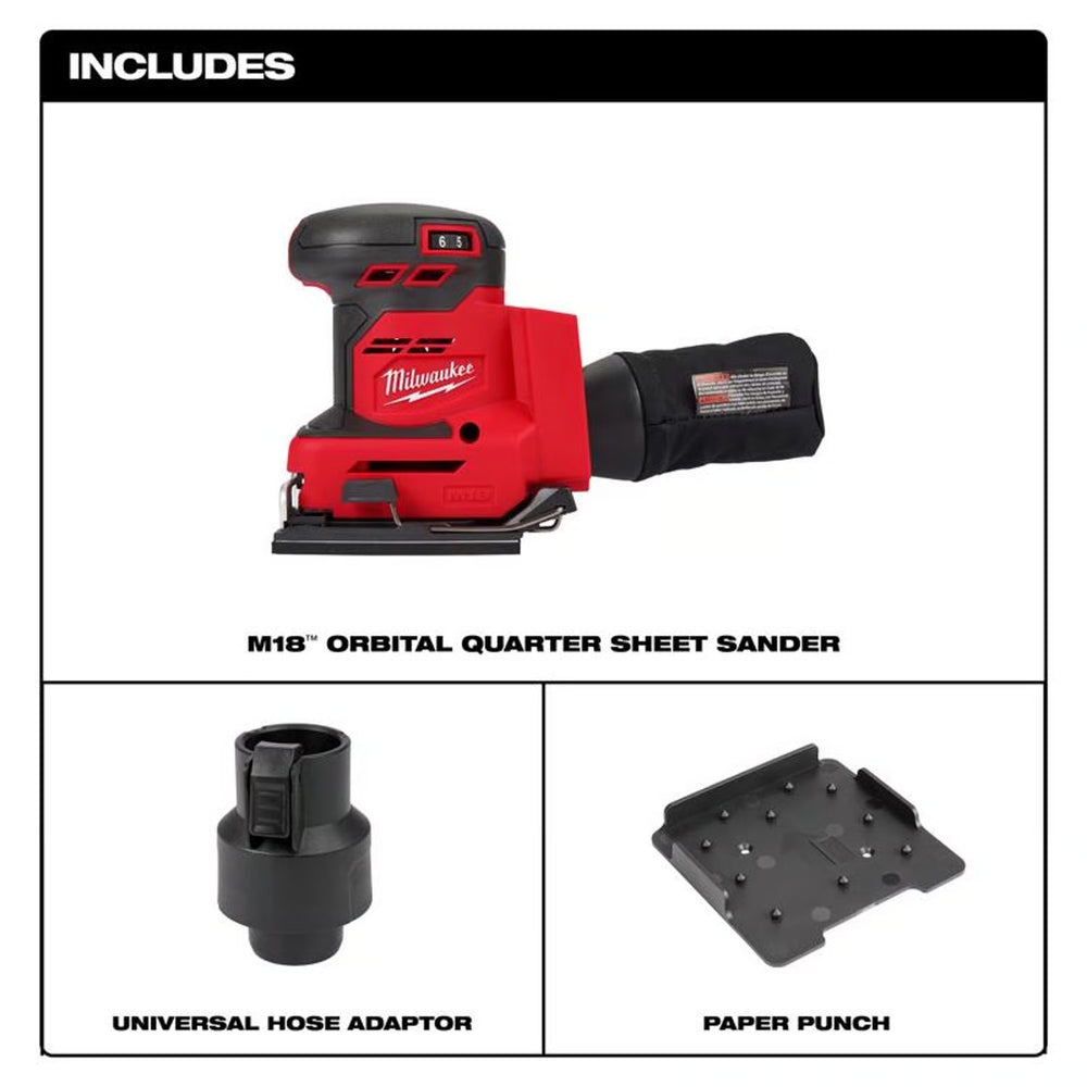 Milwaukee M18 Cordless 1/4 Sheet Orbital Finishing Sander Tool Only 1667