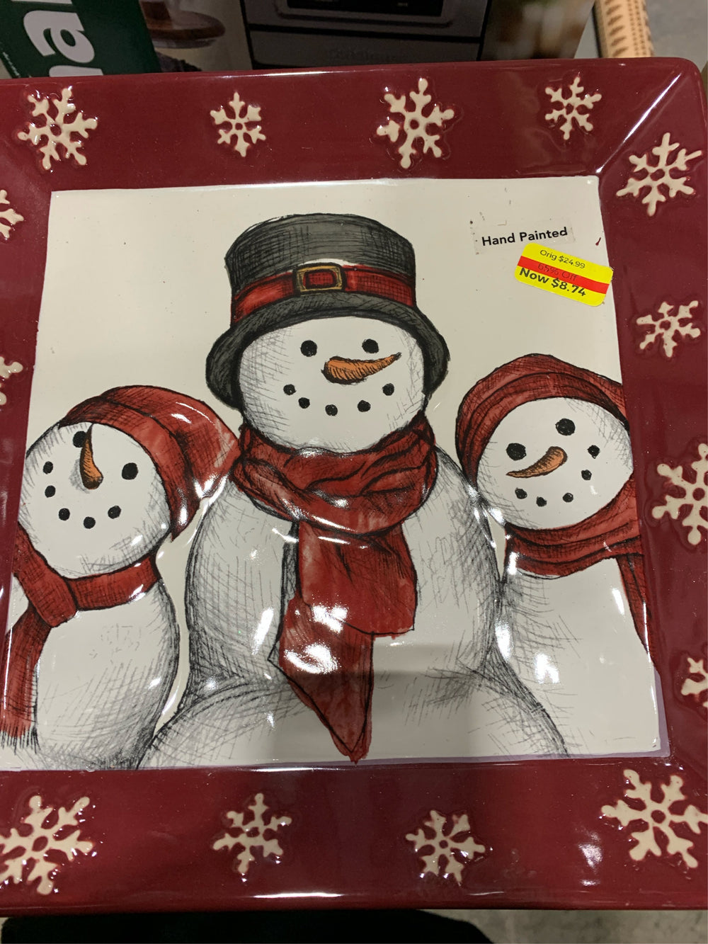 5 pic set St. Nicholas Square Yuletide Square Dinner Plate, Rhubarb -B9-1239