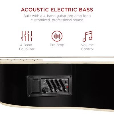 Best Choice Products 22-Fret Full Size Acoustic Electric Bass Guitar w/ 4-Band Equalizer, Adjustable Truss Rod - Black -B3-0457