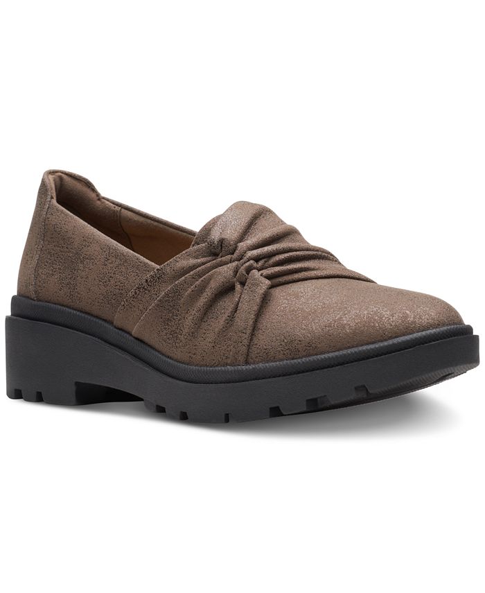 Clarks Women's Calla Style Ruched Slip-On Flats - Brown - 7.5M -K14-0304