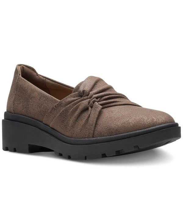 Clarks Women's Calla Style Ruched Slip-On Flats - Brown - 7.5M -K14-0304