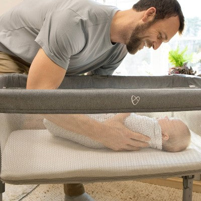 SwaddleMe Beginnings Bassinet Select - Compact Fold Multi-Position Baby Bassinet with Air Flow Mattress - Gray Tweed - H13 - 845