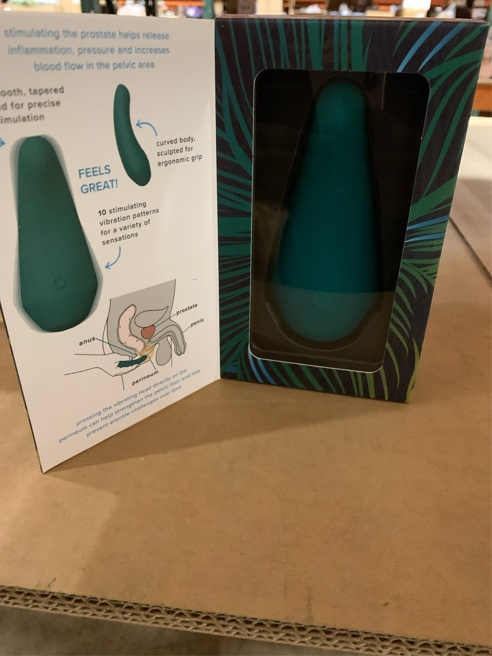 plusOne Vibrating External Prostate Massager, Teal, 10 Vibration Settings - F6 - 1805 -F3-1876