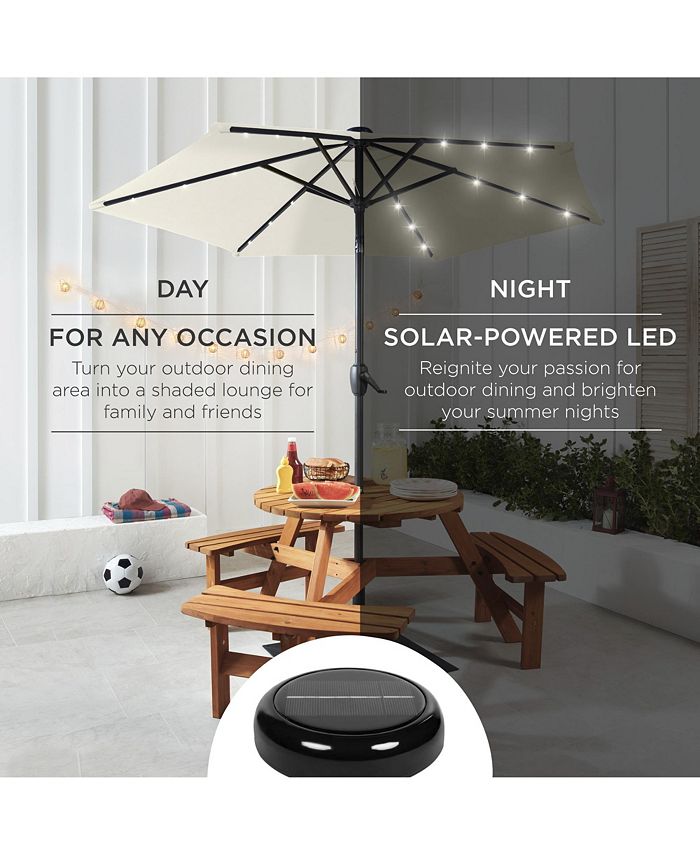 Best Choice Products 7.5ft Outdoor Solar Patio Umbrella for Deck, Pool w/ Tilt, Crank, LED Lights - Ivory/Cream - No Size - E8 - 1040
