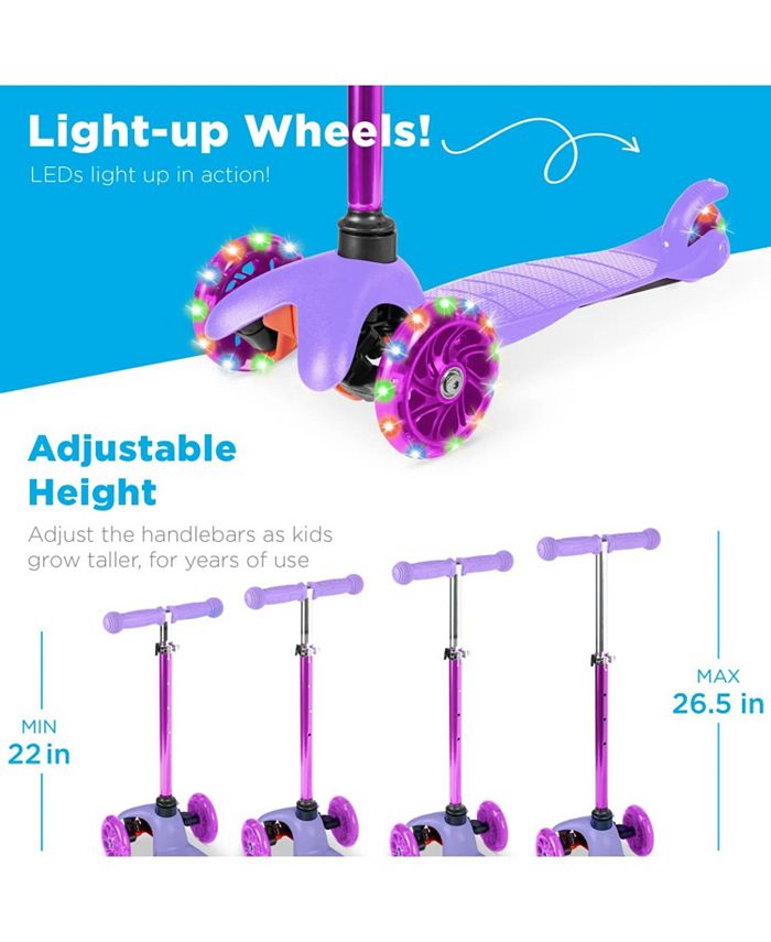 Best Choice Products Kids Mini Kick Scooter Toy w/ Light-Up Wheels and Height Adjustable T-Bar - Purple 1731