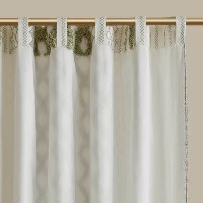 INK+IVY Imani Cotton Printed Chenille Stripe And Lining Rod Pocket Back Tab Light-Filtering Single Curtain Panel -B11-1286