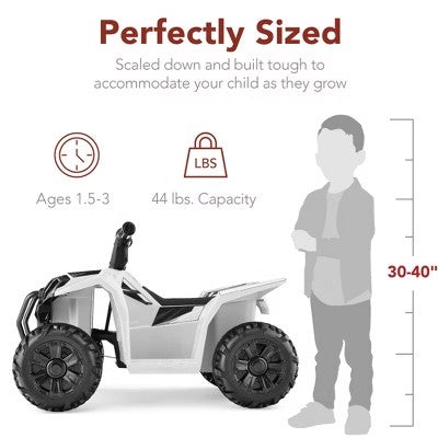 Best Choice Products 6V Kids Ride-On 4-Wheeler Quad ATV Car w/ 1.8mph Max Speed, Treaded Tires - white -K4-0046