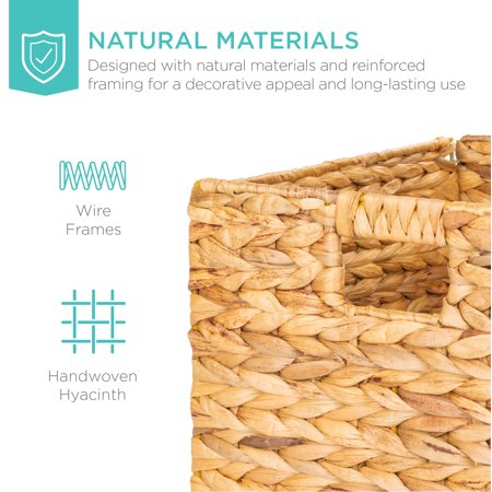 Best Choice Products 12x12in Hyacinth Baskets, Set of 5 Multipurpose Collapsible Organizers w/ Inserts - Natural -C7-0415
