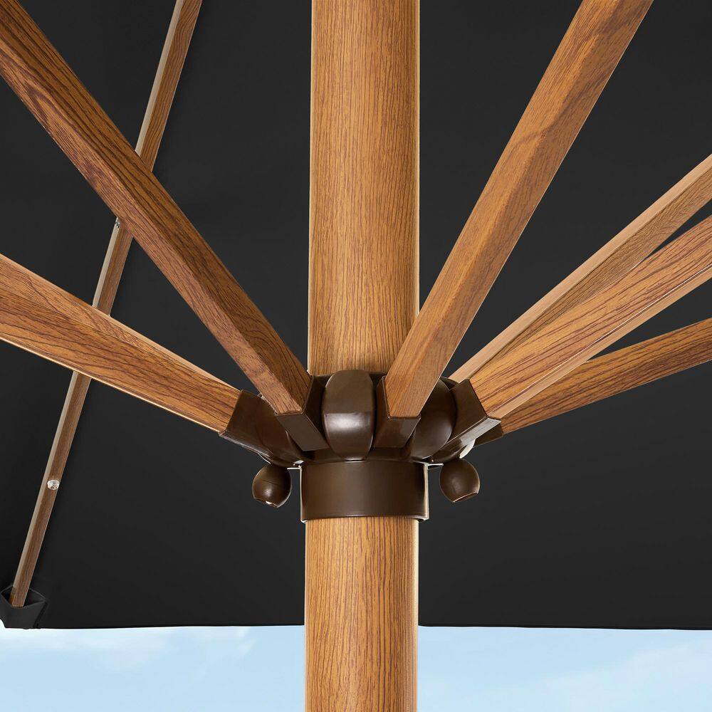 9 ft. Steel Market Patio Umbrella in Black -F5-2001