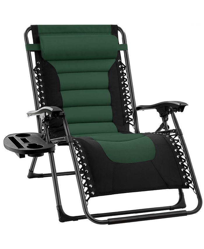 Best Choice Products Oversized Padded Zero Gravity Chair, Folding Outdoor Patio Recliner w/ Side Tray - Multi - C11 - 1479