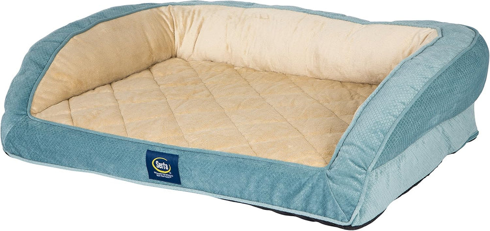 Serta Ortho Quilted Couch Pet Bed, Large, Blue - J4 - 1991