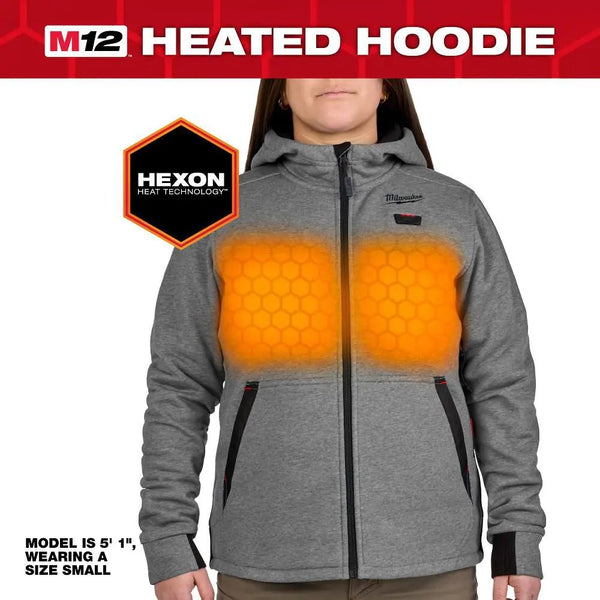 Women's Medium M12 12-Volt Lithium-Ion Cordless Gray Heated Jacket Hoodie Kit L426 - Tested and Working