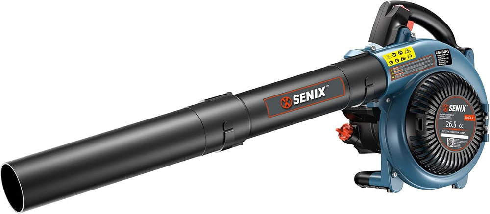 SENIX 4QL 26.5 cc 4-Cycle Handheld Gas Powered Leaf Blower for Lawn Care Clean Up, Up to 410 CFM and 125 MPH, Light Weight, Dual Grip Handle, BL4QL-L, Blue 1504