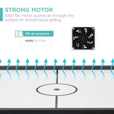 Best Choice Products 40in Air Hockey Arcade Table w/ 100V Motor, Electric Fan, 2 Strikers, 2 Pucks - Arcade 1266b