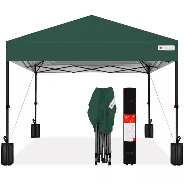 10 ft. x 10 ft. Dark Green Easy Setup Pop Up Canopy Instant Portable Tent with 1-Button Push and Carry Case 1757