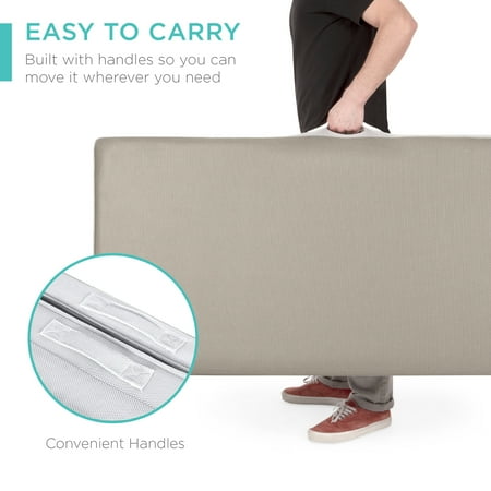 Best Choice Products 4in Thick Folding Portable Queen Tri-Fold Mattress w/ Carry Case, Washable Cover - Taupe - L1 - 1947 -C10-0487