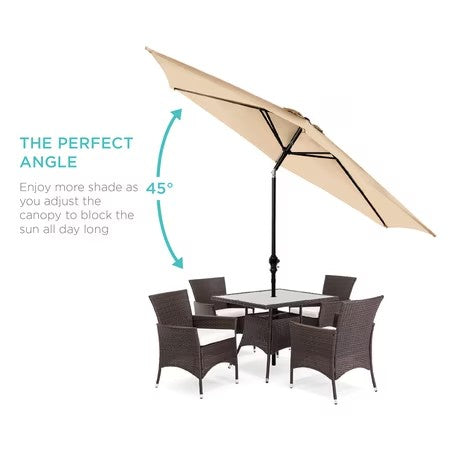 Best Choice Products 10ft Outdoor Steel Market Patio Umbrella w/ Crank, Tilt Push Button, 6 Ribs - Sand - E4-0776