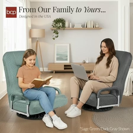Best Choice Products 360-Degree Swivel Gaming Floor Chair w/ Armrest Handles, Foldable Adjustable Backrest - Black/Red - H3 - 1615