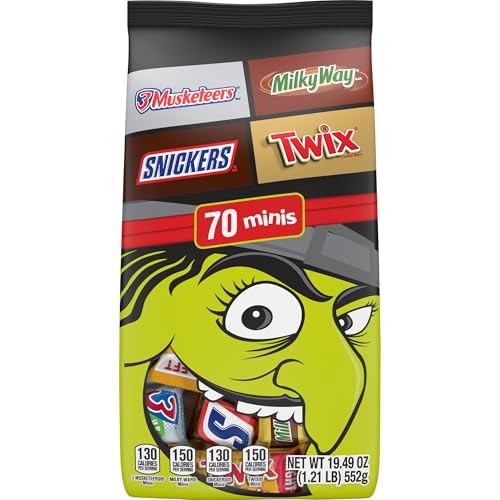 Mars Mixed Snickers Twix Milky Way & 3 Musketeers Minis Halloween Candy Assortment 70 Ct Bulk Bag - QTY 2 - X48