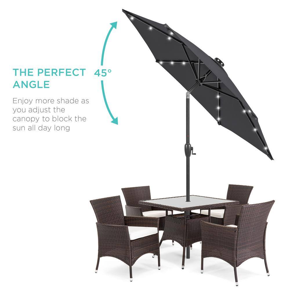 7.5 ft. Outdoor Market Solar Tilt Patio Umbrella w/LED Lights in Gray - M10 - 1923