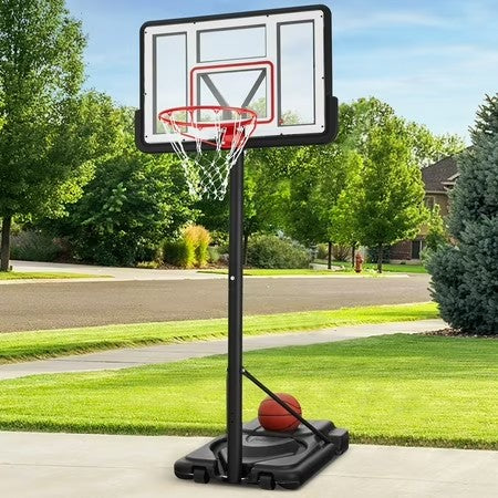 Best Choice Products Adjustable Regulation-Size Basketball Hoop, Portable Sport System w/ Fillable Base, 2 Wheels - Clear - H4 - 1016