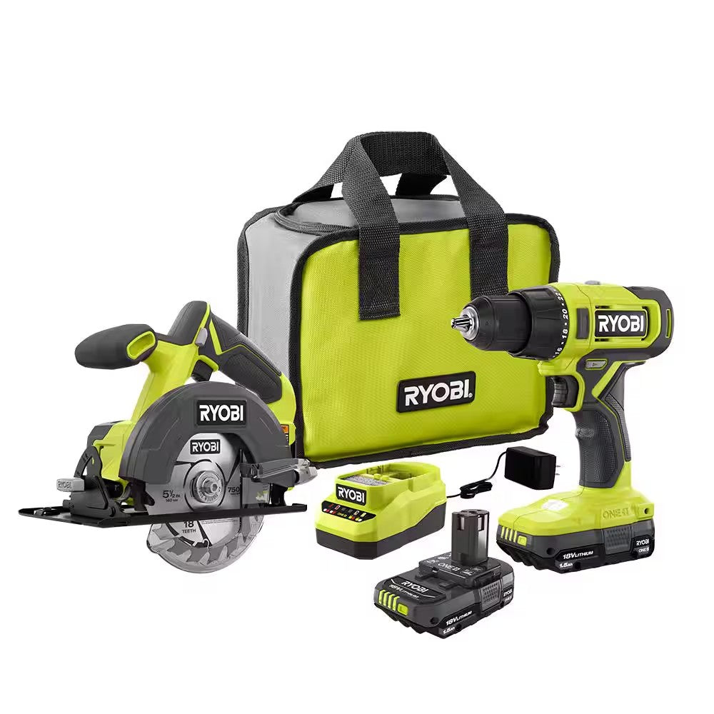 ONE+ 18V Cordless 2-Tool Combo Kit with Drill/Driver, Circular Saw, (2) 1.5 Ah Batteries, and Charger B1038