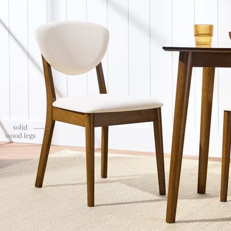 Best Choice Products 2-Piece Mid-Century Modern Wood & Upholstered Dining Chair Set - Walnut/Cream - H4 - 794