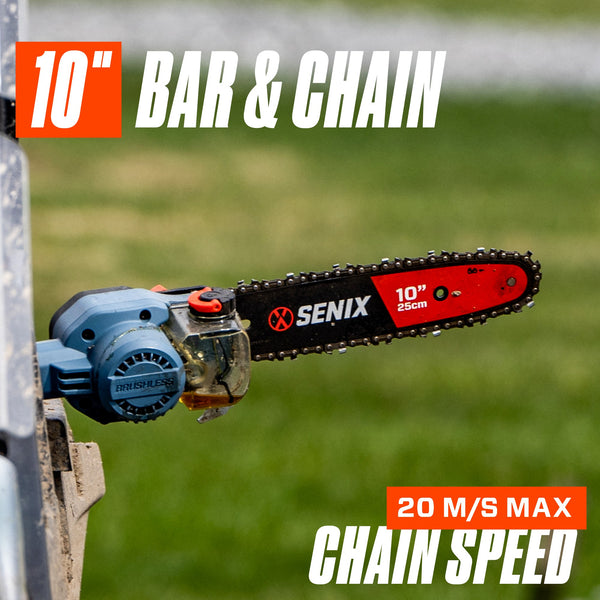 SENIX 60-volt Max 10-in 3 Ah Battery Pole Saw (Battery and Charger Included) 1887