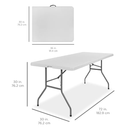 Best Choice Products 6ft Plastic Folding Table, Indoor Outdoor Heavy Duty Portable w/ Handle, Lock - White -C6 - 1408