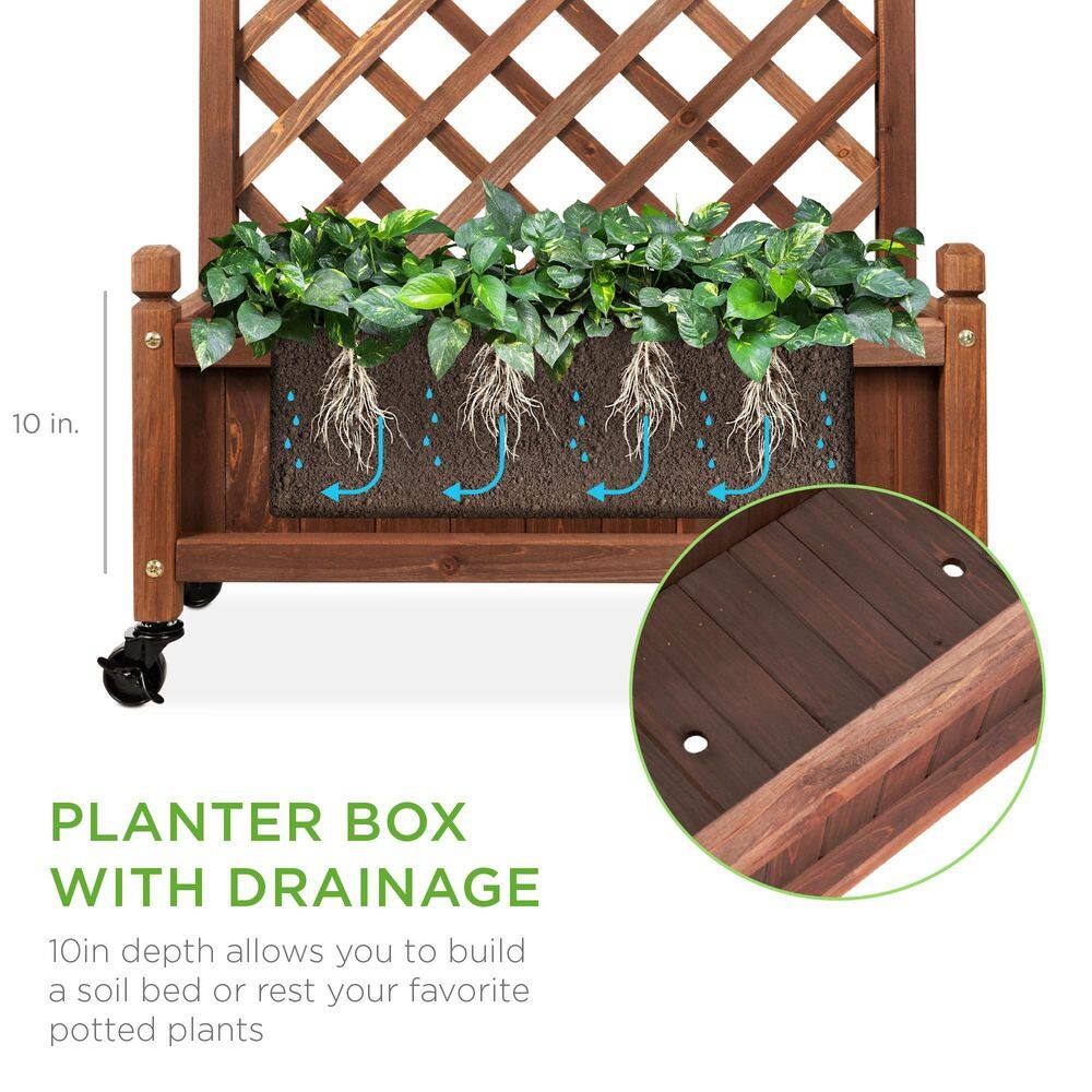48 in. Wood Planter Box and Diamond Lattice Trellis (2-Pack) - J3 - 1962