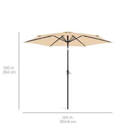 Best Choice Products 10ft Outdoor Steel Market Patio Umbrella w/ Crank, Tilt Push Button, 6 Ribs - Sand - E4-0776