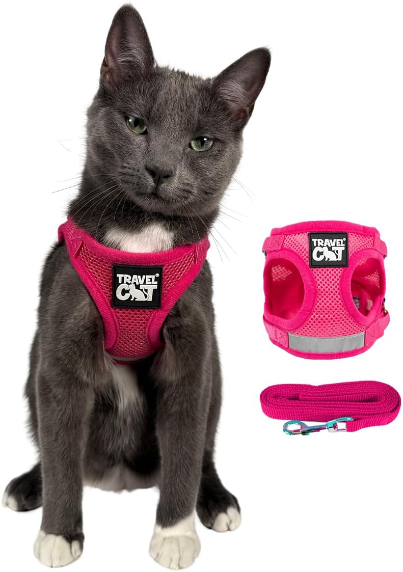 Travel Cat Harness and Leash Set - Adjustable Fit Mesh Cat Harness and Reflective Strap - Comfort Walking Vest for Kitten for Outdoor Walking, Hiking (Small) - L9 - 1641