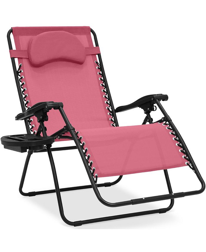 Best Choice Products Oversized Zero Gravity Chair, Folding Outdoor Patio Recliner w/ Cup Holder - Pink -M3-0018