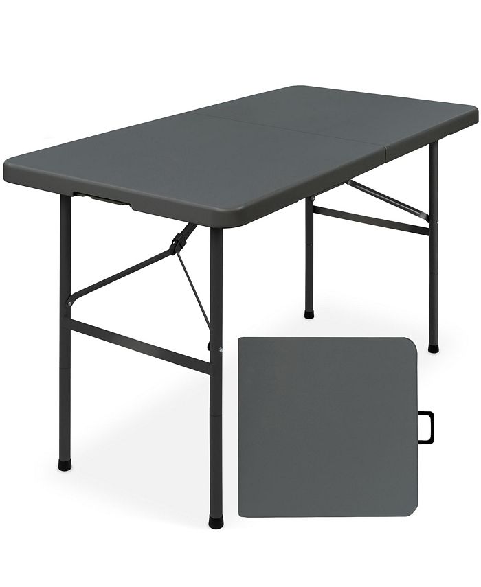 Best Choice Products 4ft Plastic Folding Table, Indoor Outdoor Heavy Duty Portable w/ Handle, Lock for Picnic - Gray - H3 - 1004