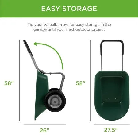 Best Choice Products Dual-Wheel Home Wheelbarrow Yard Garden Cart for Lawn, Construction - Green 1229