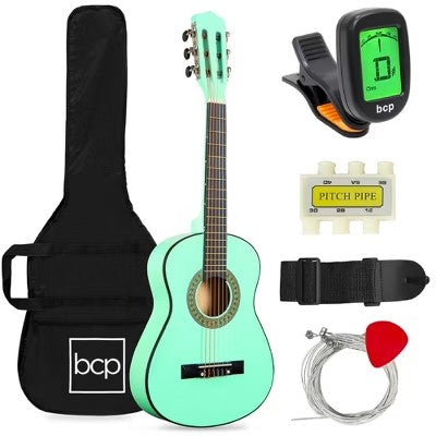 Best Choice Products 30in Kids Acoustic Guitar Beginner Starter Kit with Tuner, Strap, Case, Strings - SoCal Green - E3 - 966
