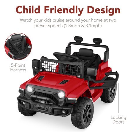 Best Choice Products 6V Kids Ride-On Truck Car w/ Parent Remote Control, 4-Wheel Suspension, LED Lights - Red - A6 - 1573