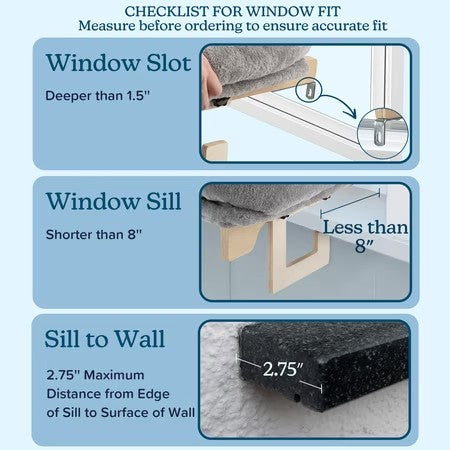 PETMAKER Cat Bed for Window Sill - Cat Window Perch with Bolster (Gray) - K5 - 1980