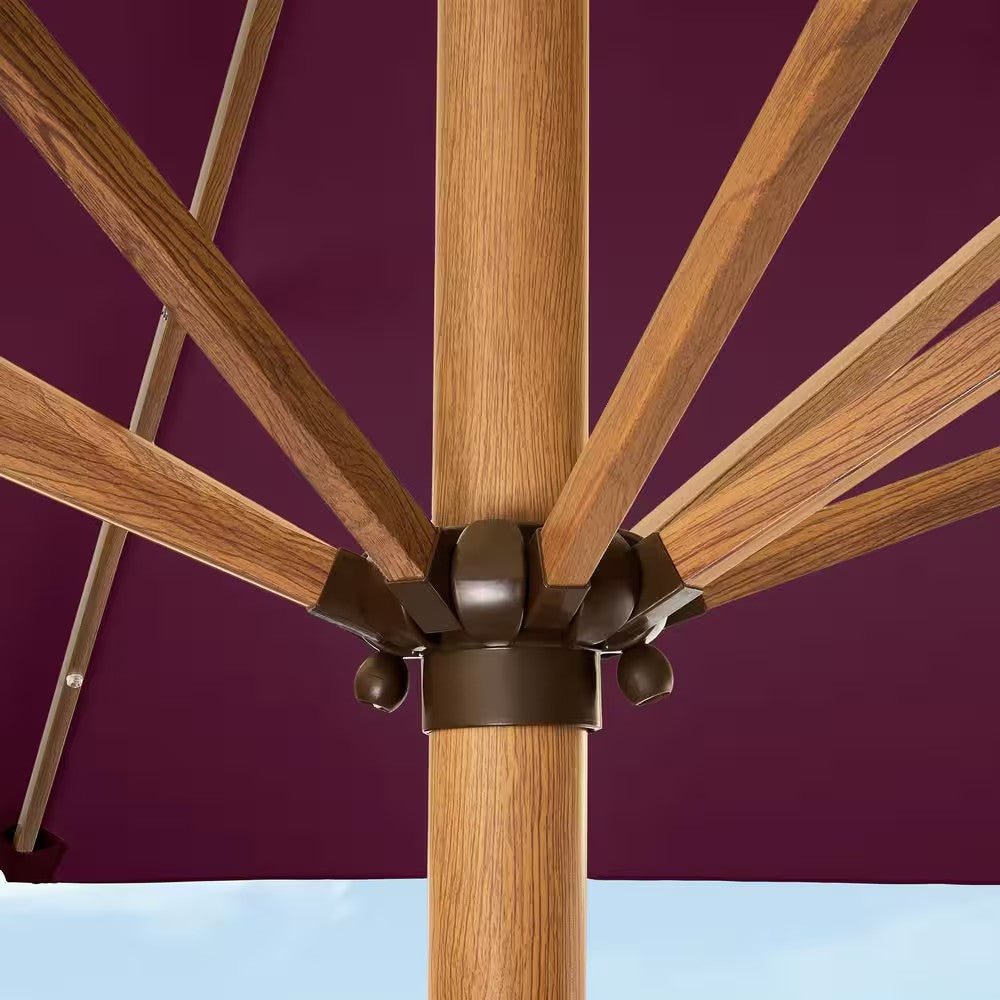 9 ft. Steel Market Patio Umbrella in Burgundy 1859